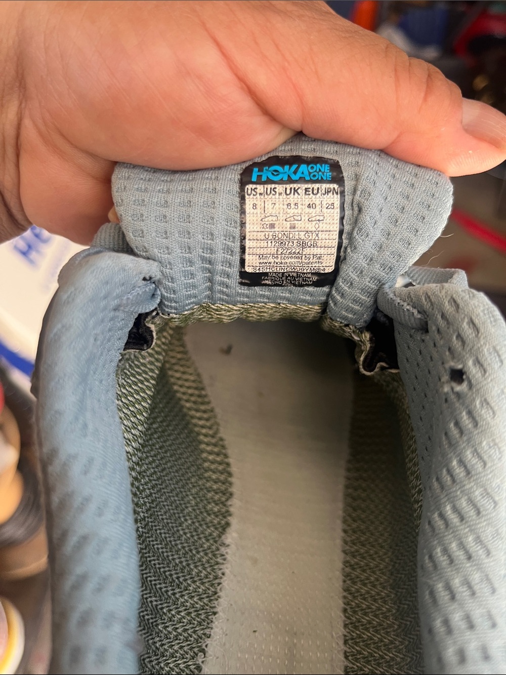 Hoka Gray Athletic Shoes with Red Accents - Picture 7 of 7